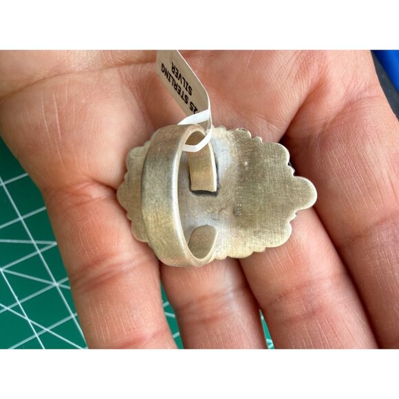 Artisan Sonoran Mountain Turquoise Sterling Silver Cluster Statement Ring Adjust - Picture 7 of 12